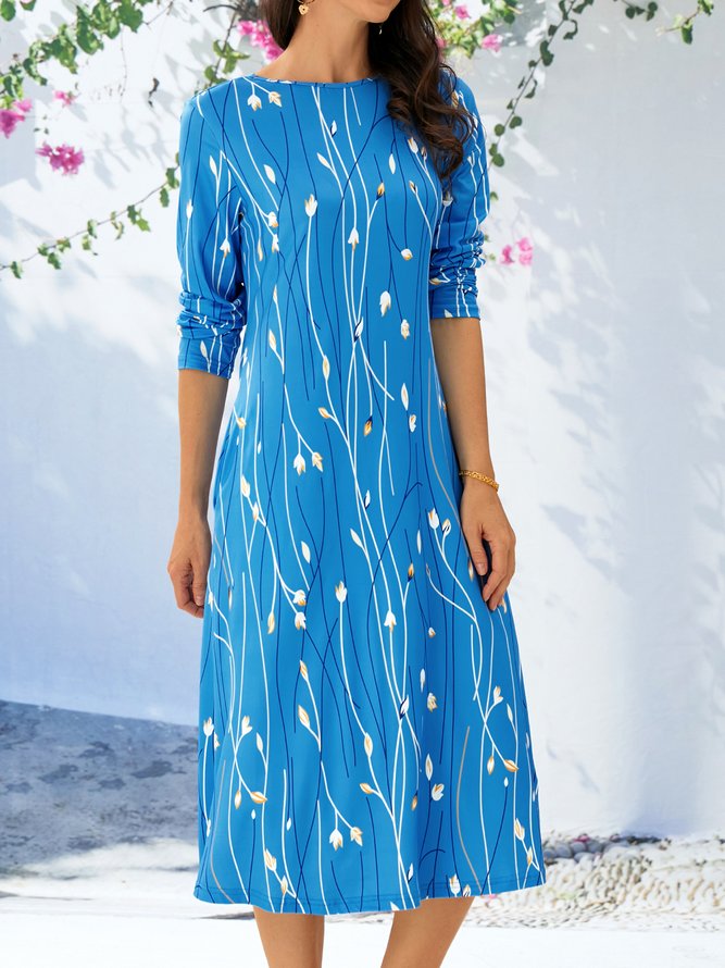 Regular Fit Crew Neck Casual Dress