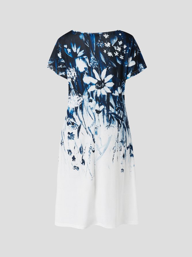 Floral Casual V Neck Dress