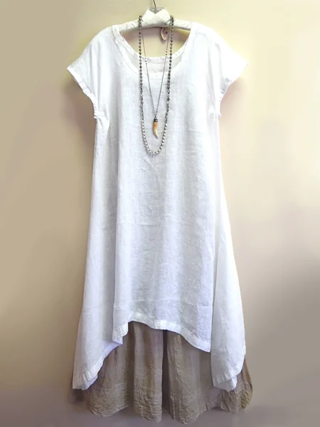 Crew Neck Shift Daytime Solid Summer Dresses