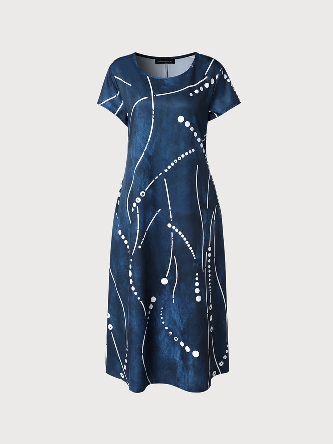 Pockets Short Sleeve Woven Dress