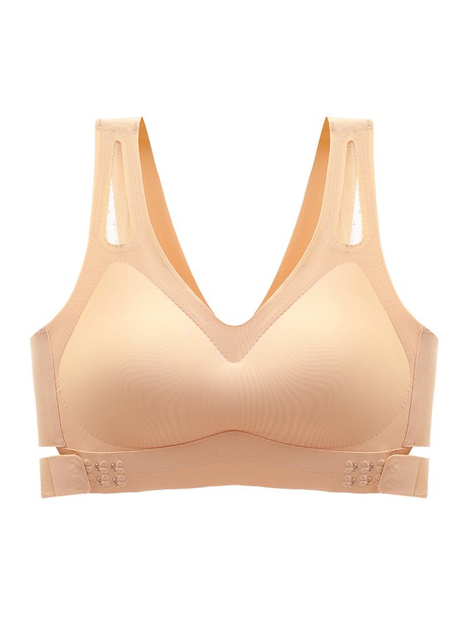 Seamless Push Up Side Button Wireless Bra Plus Size
