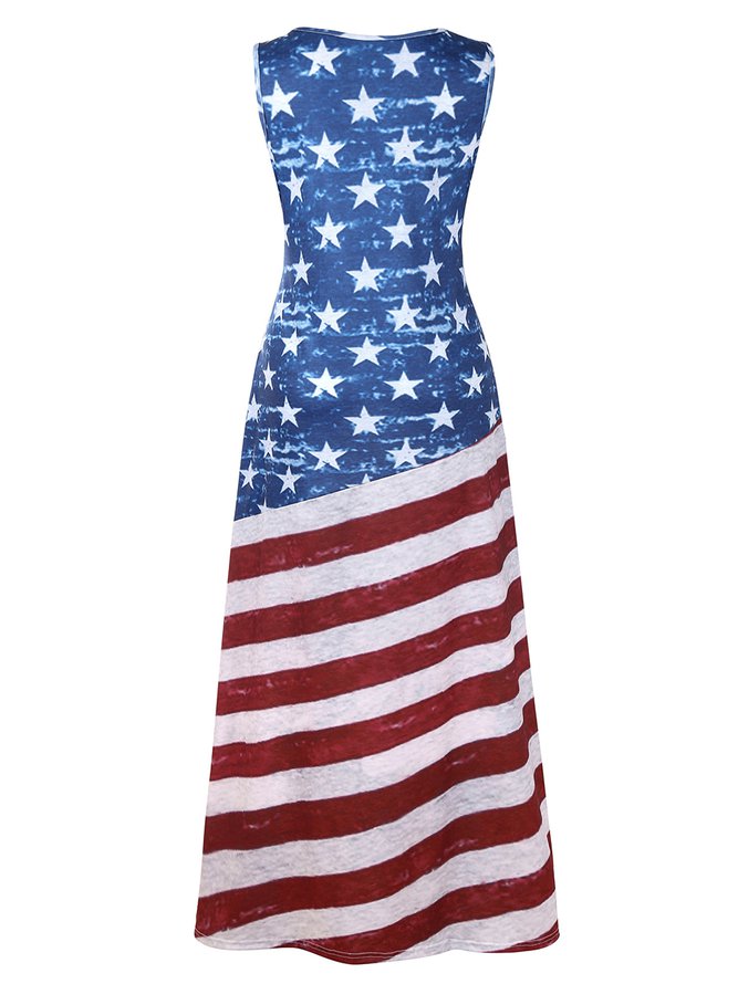 Casual Star Sleeveless Crew Neck Dresses