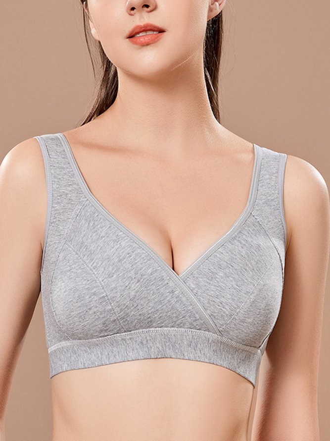 Cross Neck Casual Plain Bra & Bralette