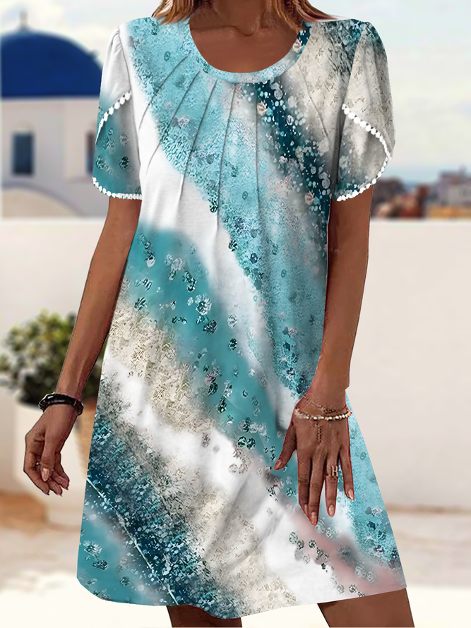 Loose Jersey Casual Crew Neck Dress