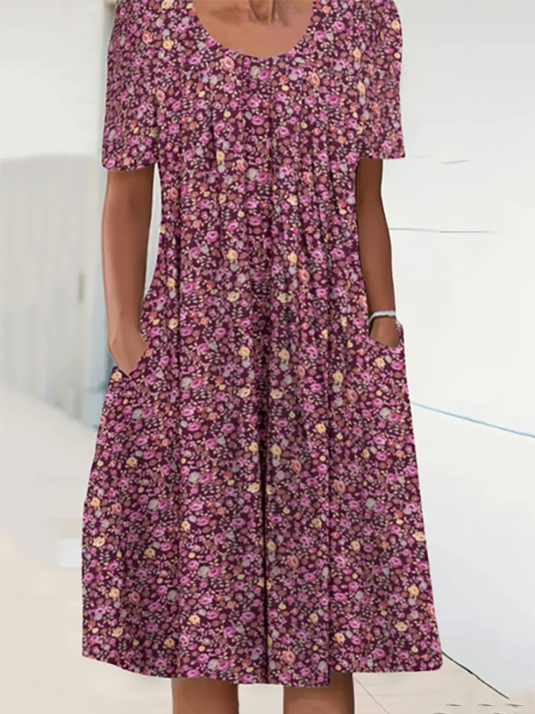 Casual Knitted Ditsy Floral Dress