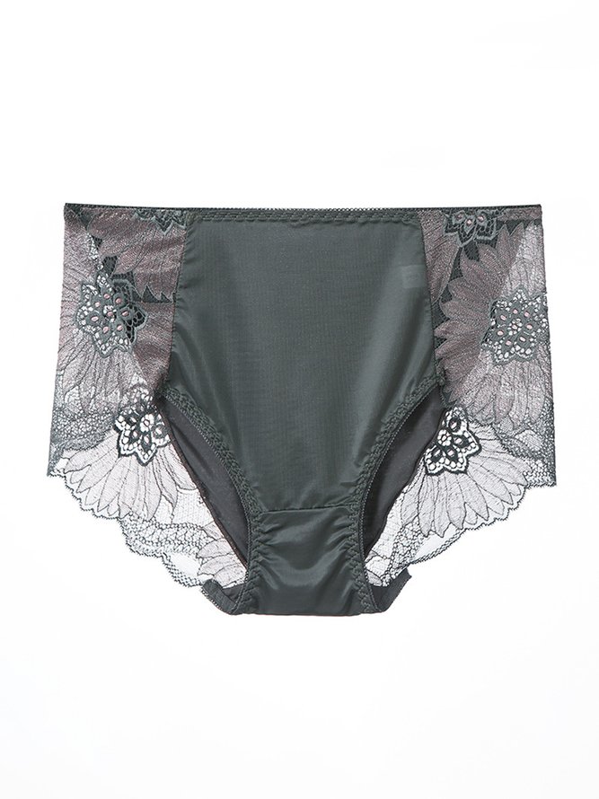 Breathable High Elastic Sexy Exquisite Lace Mid Waist Panties