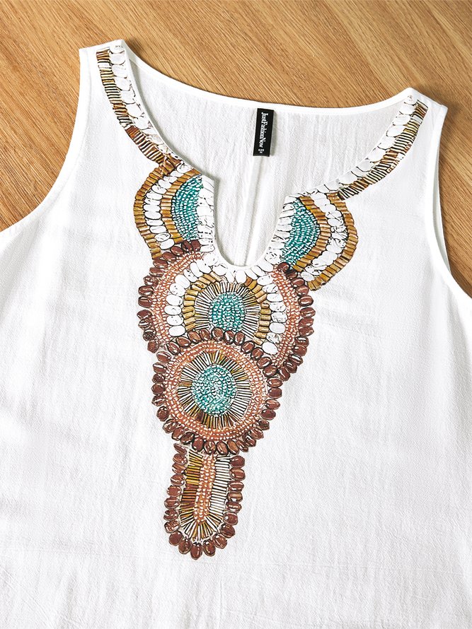 V Neck Floral Tribal Casual Mexican Dress