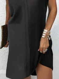 Plain V Neck Elegant Dress