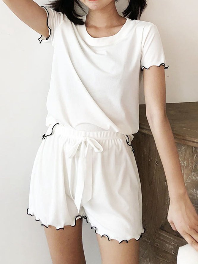 Breathable and comfortable plain wood ear pajamas set