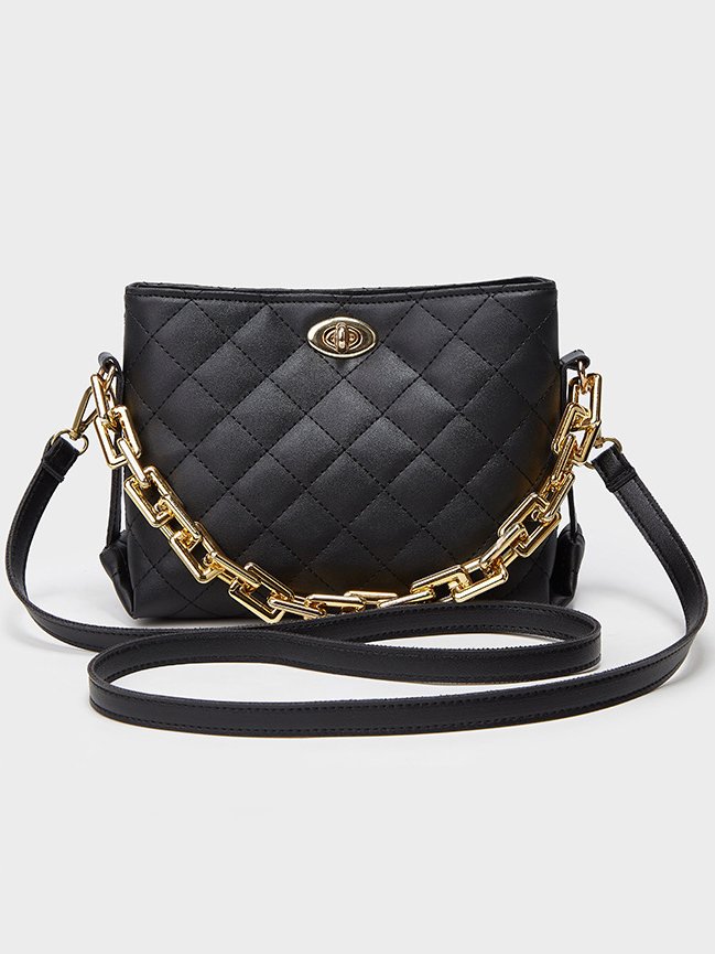 Elegant Embossed Leather Chain Handbag Messenger Bag Urban Ladies