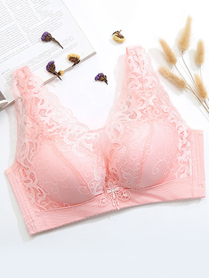 Soft Comfortable Lace Push Up Adjustable Non-Wireless Cotton Bra
