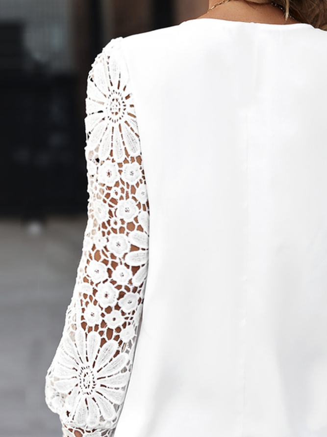 Loose Casual Half Open Collar Lace Dress