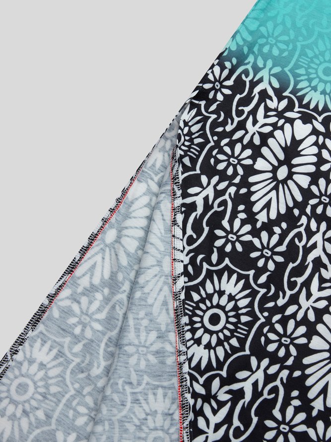 Ombre Crew Neck Casual Loose Dress