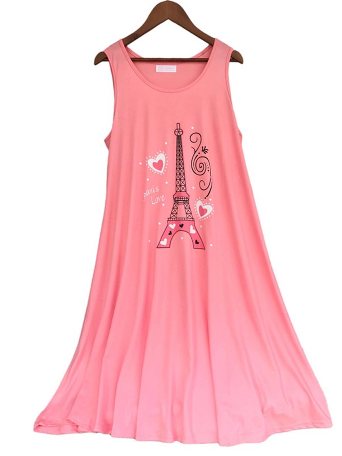 Breathable Comfortable Loose Eiffel Tower Vest Nightdress