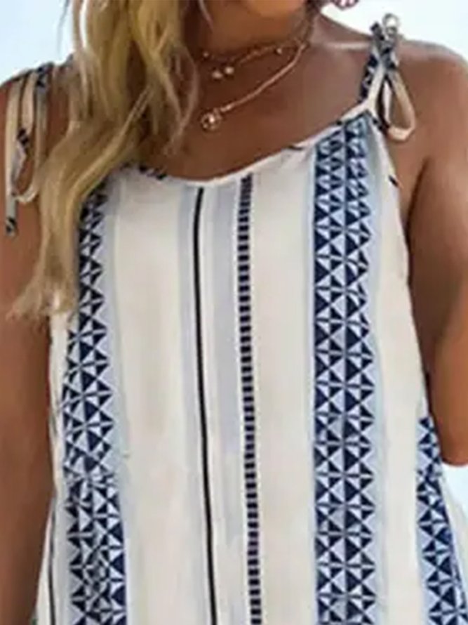 Spaghetti Vacation Geometric Loose Dress