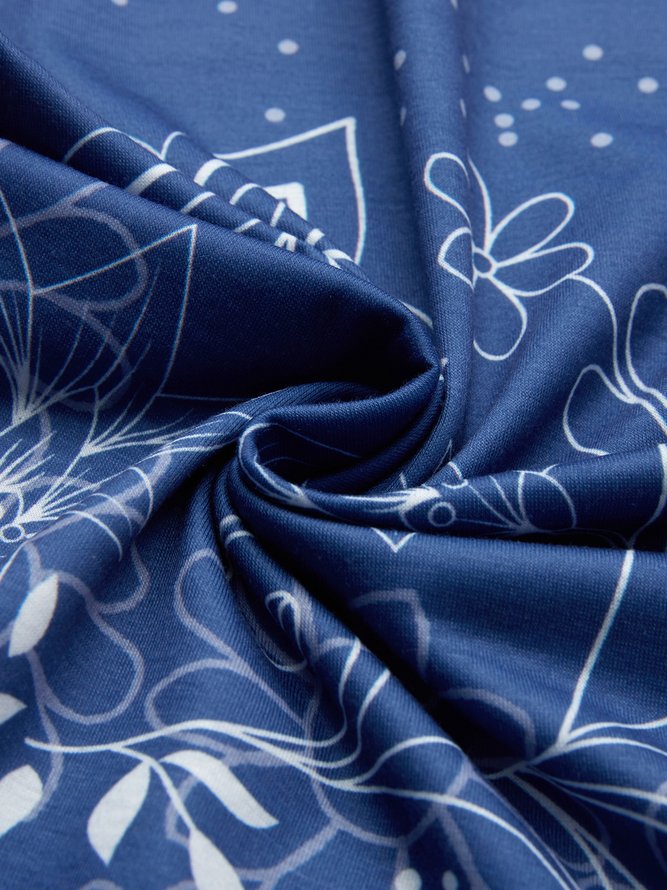 Casual Scoop Neck Floral Loose Dress