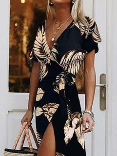 Loose Casual V Neck Dress With No Belt