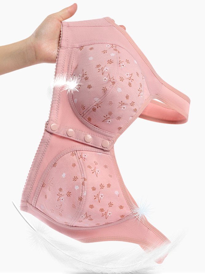 Printed Button Front Wireless Tank Bra