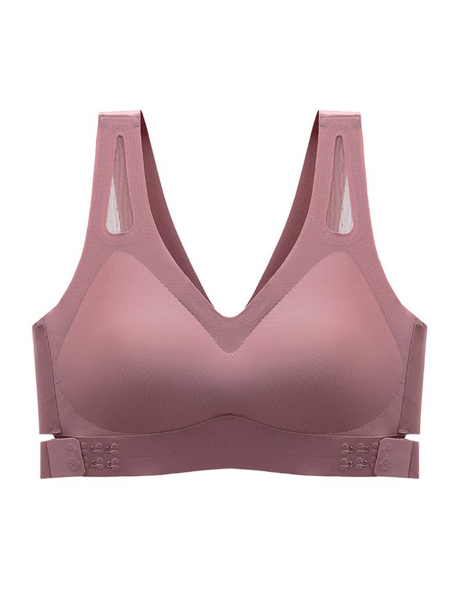 Seamless Push Up Side Button Wireless Bra Plus Size