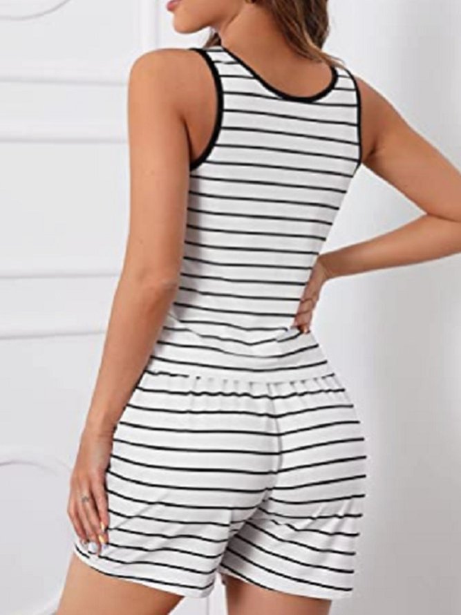 Striped Breathable Loose Casual Pajama Set