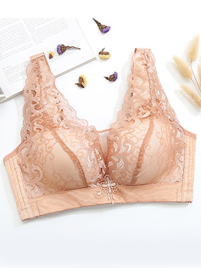 Soft Comfortable Lace Push Up Adjustable Non-Wireless Cotton Bra