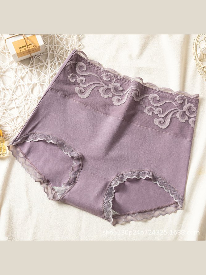 Breathable Lace Cotton High-Rise Briefs