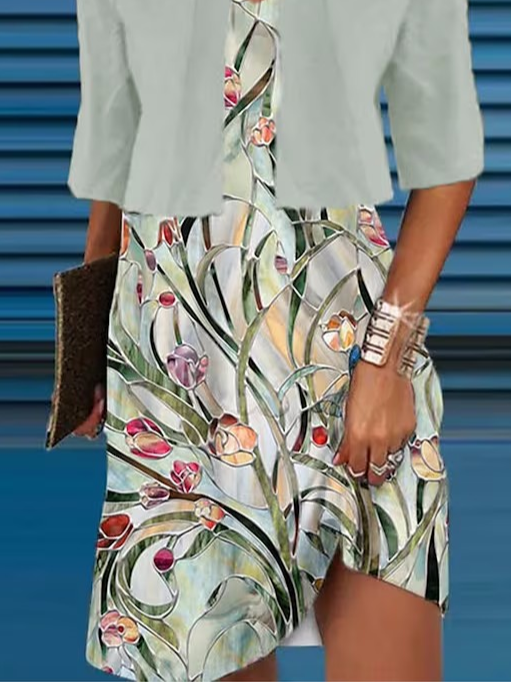 Crew Neck Floral Loose Casual Two-Piece Set