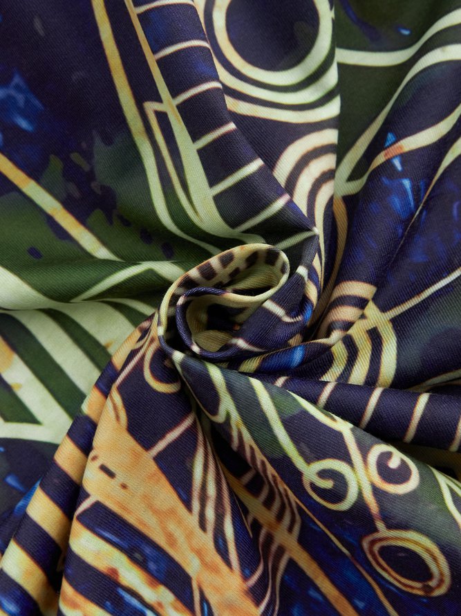 V Neck Tribal Vacation Maxi Dress