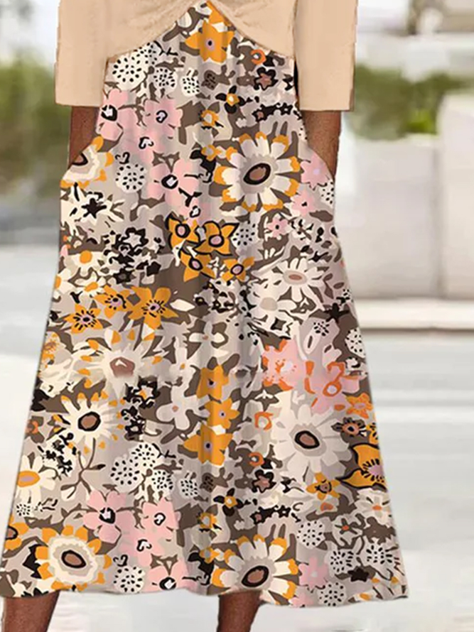 Floral Elegant Crew Neck Two-Piece Set