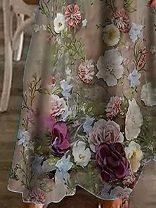 V Neck Vacation Cotton Dress