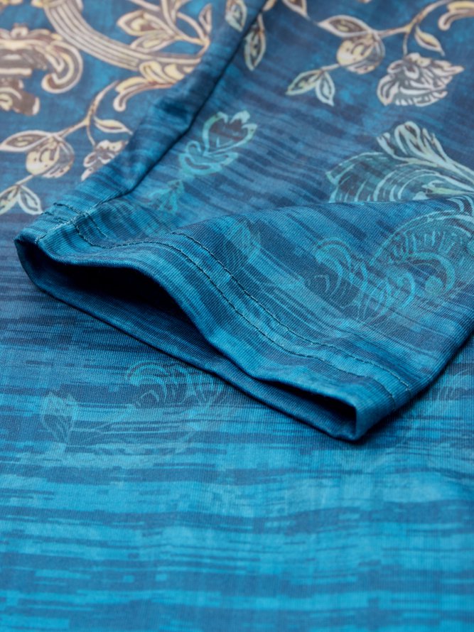 V Neck Casual Ombre Tribal Autumn Natural Loose Dress