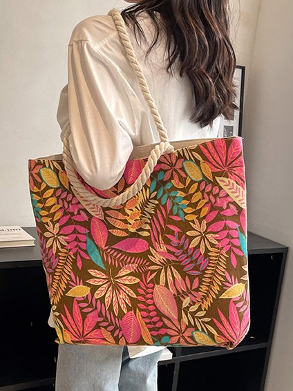 Bohemia Tropical Plant Pattern Large Capacity Shoulder Bag Casual Urban Women's Tote Bag