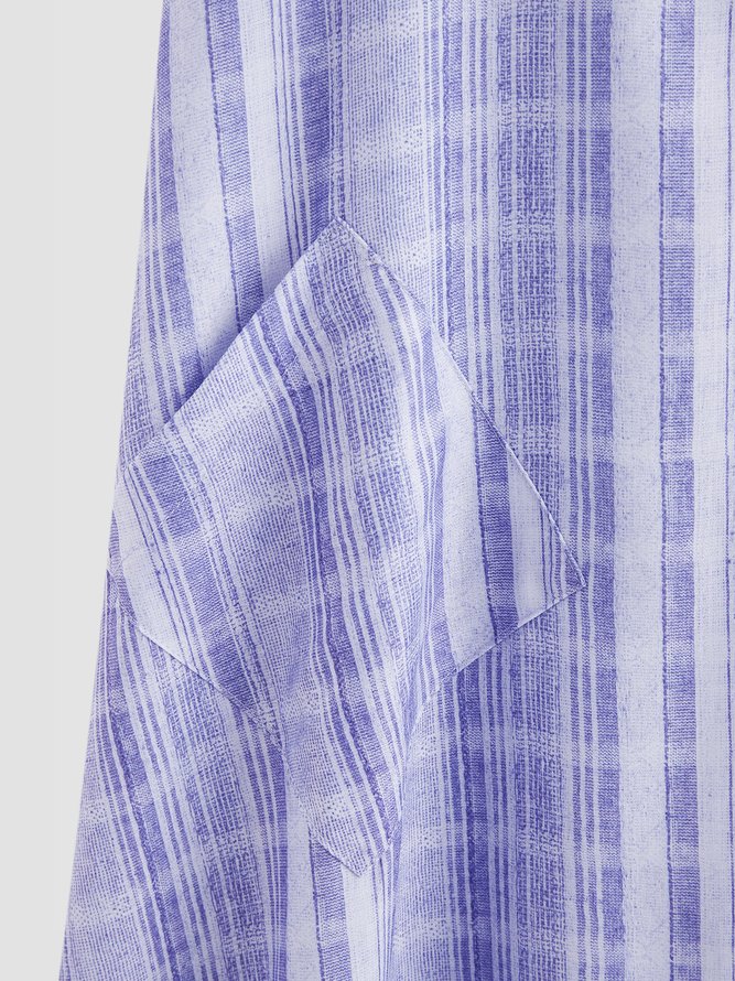 V Neck Geometric Casual Midi Dress