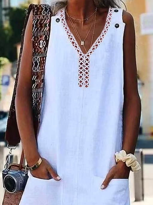 Loose Cotton Casual Lace Dress