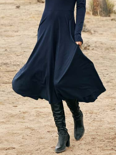 Casual Plain Regular Fit Turtleneck Dress