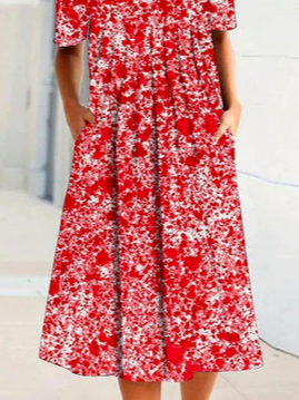 Ditsy Floral Loosen Ombre Short Sleeve Woven Dress