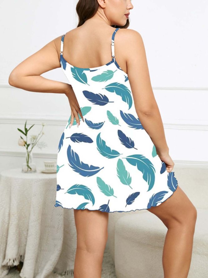 Casual Printed Sling Plus Size Nightdress