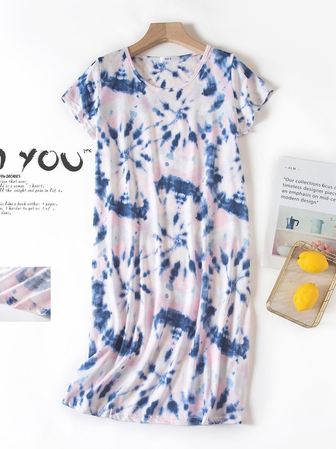 Breathable Comfortable Tie-Dye Loose Casual Nightdress