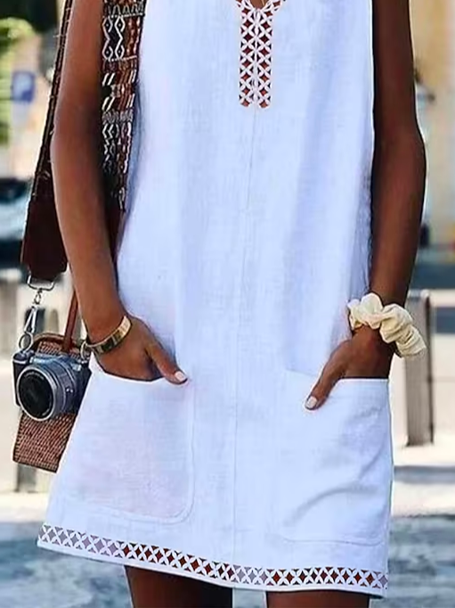 Loose Cotton Casual Lace Dress