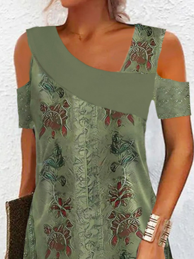 Irregular Collar Vintage Ethnic Design Dress