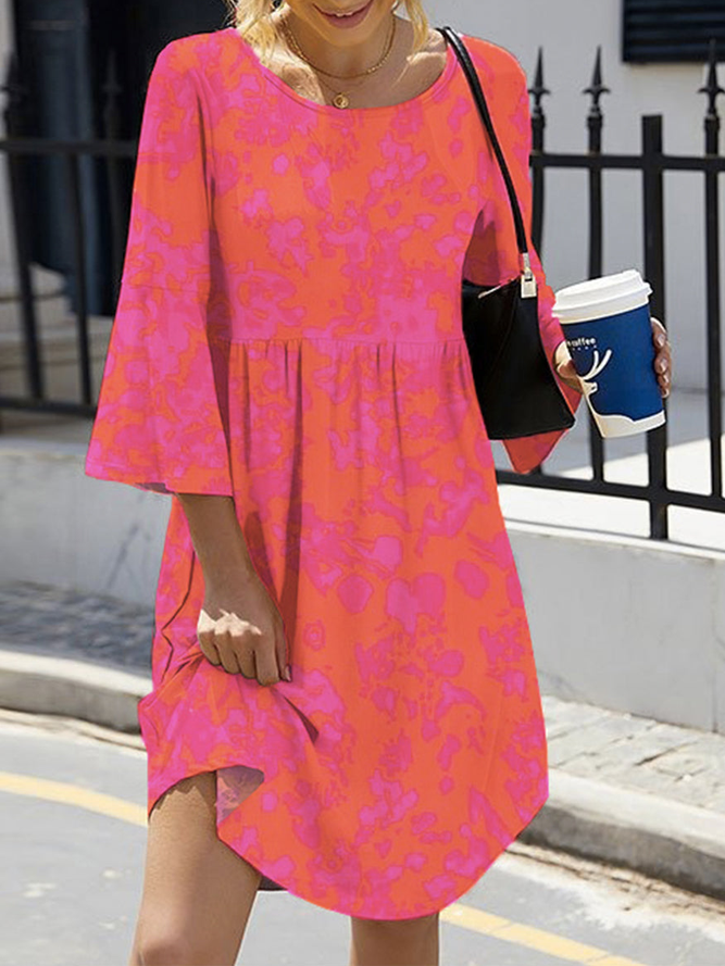 Casual Crew Neck Loose Dress