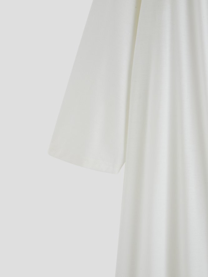 2PCS Round Neck Solid Casual Dress & Cardigan