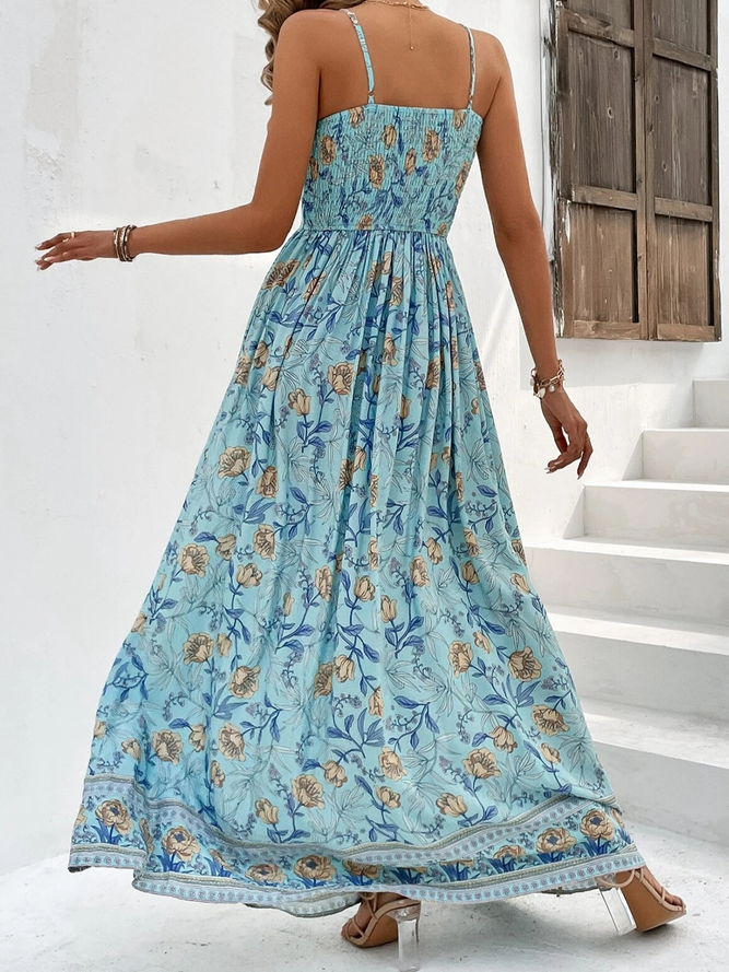 Spaghetti Loose Vacation Floral Dress
