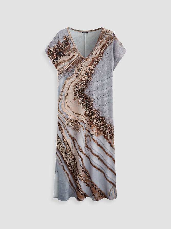 V Neck Ombre Vacation Maxi Dress