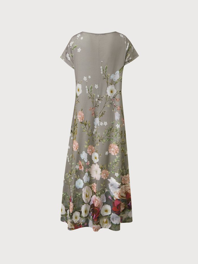 V Neck Vacation Cotton Dress