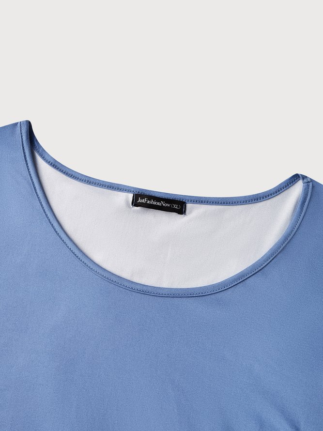 Round Neck Floral Casual Midi Dresses