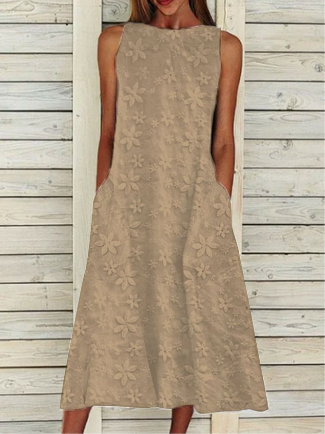 Linen Plain Cotton And Linen Dress