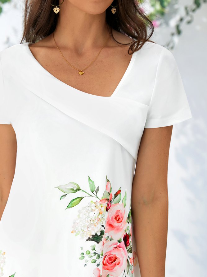 Floral Loose Asymmetrical Casual Dress