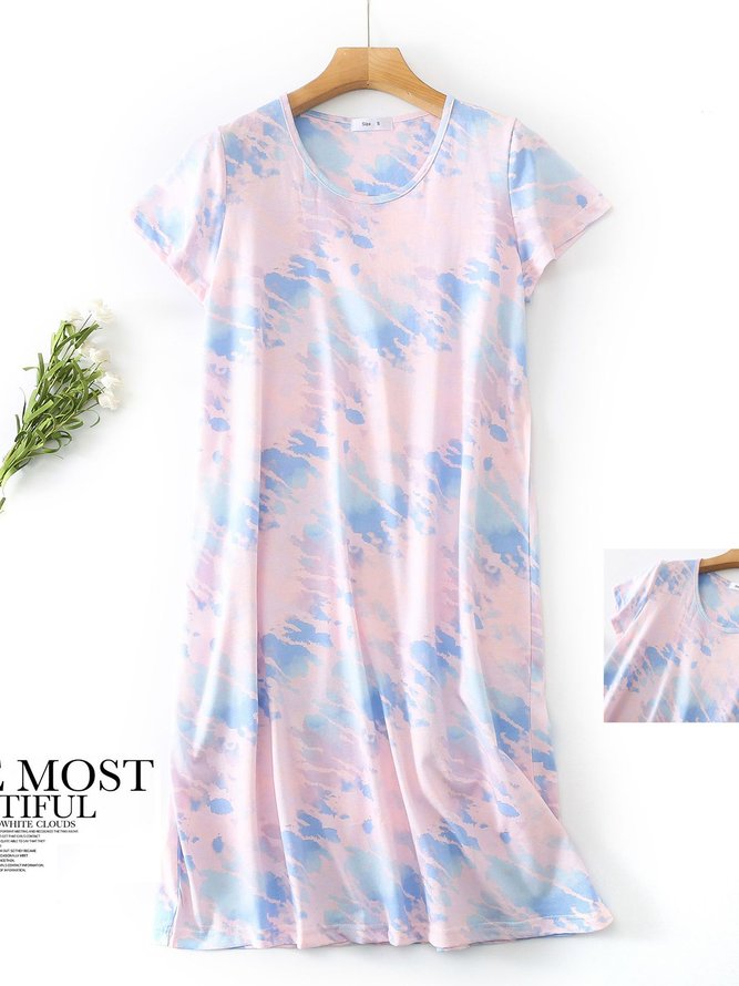 Breathable Comfortable Tie-Dye Loose Casual Nightdress