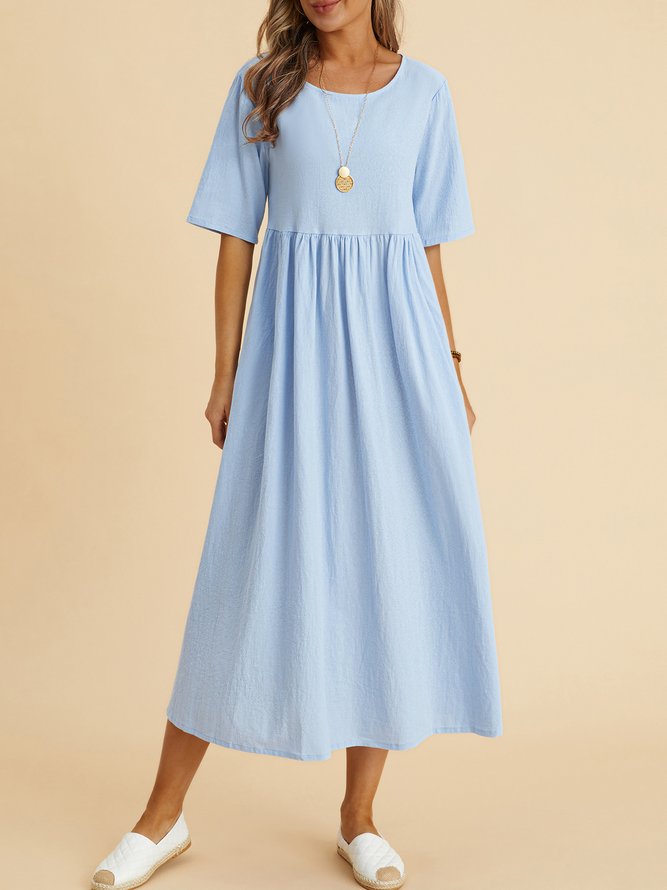 Plain loose pocket Long Dress